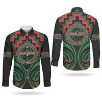 Aotearoa Ngai Tuhoe Personalised Couples Matching Long Sleeve Bodycon Dress and Long Sleeve Button Shirt Maori Iwi Poutama Puhoro Tattoo LT14 - Polynesian Pride
