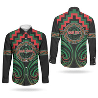 Aotearoa Ngai Tuhoe Personalised Couples Matching Short Sleeve Bodycon Dress and Long Sleeve Button Shirt Maori Iwi Poutama Puhoro Tattoo LT14 - Polynesian Pride