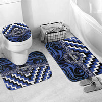 Aotearoa Ngati Tuwharetoa Bathroom Set Maori Iwi Poutama Puhoro Tattoo LT14 Mat Set Only (3 pcs) One Size Blue - Polynesian Pride