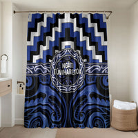 Aotearoa Ngati Tuwharetoa Bathroom Set Maori Iwi Poutama Puhoro Tattoo LT14 Shower Curtain Only Blue - Polynesian Pride