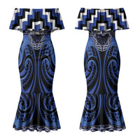 Aotearoa Ngati Tuwharetoa Personalised Couples Matching Mermaid Dress and Hawaiian Shirt Maori Iwi Poutama Puhoro Tattoo LT14 - Polynesian Pride