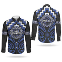 Aotearoa Ngati Tuwharetoa Personalised Couples Matching Off Shoulder Maxi Dress and Long Sleeve Button Shirt Maori Iwi Poutama Puhoro Tattoo LT14 - Polynesian Pride