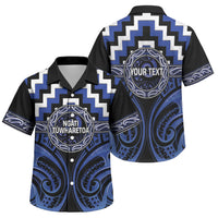 Aotearoa Ngati Tuwharetoa Personalised Family Matching Short Sleeve Bodycon Dress and Hawaiian Shirt Maori Iwi Poutama Puhoro Tattoo LT14 Son's Shirt Blue - Polynesian Pride