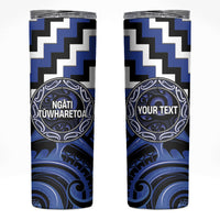 Aotearoa Ngati Tuwharetoa Personalised Skinny Tumbler Maori Iwi Poutama Puhoro Tattoo LT14 Blue - Polynesian Pride