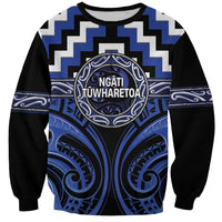 Aotearoa Ngati Tuwharetoa Personalised Sweatshirt Maori Iwi Poutama Puhoro Tattoo LT14 Unisex Blue - Polynesian Pride