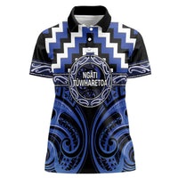 Aotearoa Ngati Tuwharetoa Personalised Women Polo Shirt Maori Iwi Poutama Puhoro Tattoo LT14 Female Blue - Polynesian Pride