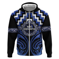 Aotearoa Ngati Tuwharetoa Personalised Zip Hoodie Maori Iwi Poutama Puhoro Tattoo LT14 Zip Hoodie Blue - Polynesian Pride