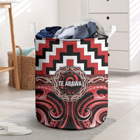 Aotearoa Te Arawa Laundry Basket Maori Iwi Poutama Puhoro Tattoo LT14 Red - Polynesian Pride