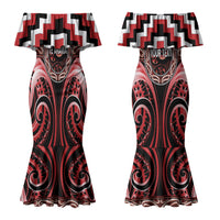 Aotearoa Te Arawa Personalised Couples Matching Mermaid Dress and Hawaiian Shirt Maori Iwi Poutama Puhoro Tattoo LT14 - Polynesian Pride