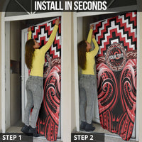Aotearoa Te Arawa Personalised Door Cover Maori Iwi Poutama Puhoro Tattoo LT14 - Polynesian Pride