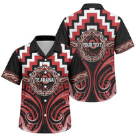 Aotearoa Te Arawa Personalised Family Matching Long Sleeve Bodycon Dress and Hawaiian Shirt Maori Iwi Poutama Puhoro Tattoo LT14 Son's Shirt Red - Polynesian Pride