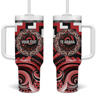 Aotearoa Te Arawa Personalised Tumbler With Handle Maori Iwi Poutama Puhoro Tattoo LT14 One Size: 40 oz Red - Polynesian Pride
