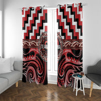 Aotearoa Te Arawa Window Curtain Maori Iwi Poutama Puhoro Tattoo LT14 With Grommets Red - Polynesian Pride