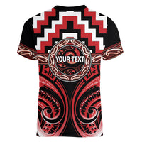 Aotearoa Te Arawa Personalised Women V-Neck T-Shirt Maori Iwi Poutama Puhoro Tattoo LT14 - Polynesian Pride