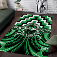 Aotearoa Ngai Tahu Area Rug Maori Iwi Poutama Puhoro Tattoo LT14 Green - Polynesian Pride