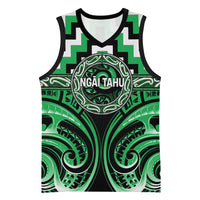 Aotearoa Ngai Tahu Personalised Basketball Jersey Maori Iwi Poutama Puhoro Tattoo LT14 Unisex Green - Polynesian Pride