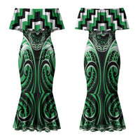 Aotearoa Ngai Tahu Personalised Couples Matching Mermaid Dress and Long Sleeve Button Shirt Maori Iwi Poutama Puhoro Tattoo LT14 - Polynesian Pride