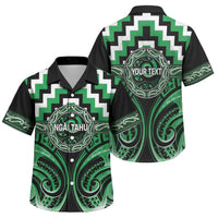 Aotearoa Ngai Tahu Personalised Family Matching Mermaid Dress and Hawaiian Shirt Maori Iwi Poutama Puhoro Tattoo LT14 Son's Shirt Green - Polynesian Pride