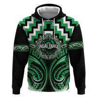 Aotearoa Ngai Tahu Personalised Hoodie Maori Iwi Poutama Puhoro Tattoo LT14 Pullover Hoodie Green - Polynesian Pride