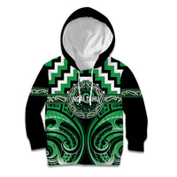 Aotearoa Ngai Tahu Personalised Kid Hoodie Maori Iwi Poutama Puhoro Tattoo LT14 Hoodie Green - Polynesian Pride