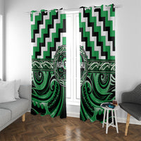 Aotearoa Ngai Tahu Window Curtain Maori Iwi Poutama Puhoro Tattoo LT14 With Grommets Green - Polynesian Pride