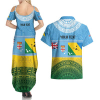Personalised Malampa Fiji Day Couples Matching Summer Maxi Dress and Hawaiian Shirt 10 October Fijian Tapa Flag Style LT14 - Polynesian Pride
