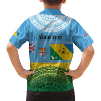 Personalised Malampa Fiji Day Family Matching Short Sleeve Bodycon Dress and Hawaiian Shirt 10 October Fijian Tapa Flag Style LT14 - Polynesian Pride