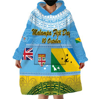 Personalised Malampa Fiji Day Wearable Blanket Hoodie 10 October Fijian Tapa Flag Style