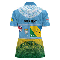Personalised Malampa Fiji Day Women Polo Shirt 10 October Fijian Tapa Flag Style