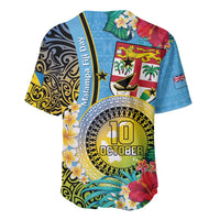 Vanuatu Malampa Fiji Day Baseball Jersey Happy 10 October With Maps Tropical Flowers