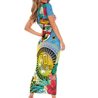 Vanuatu Malampa Fiji Day Family Matching Short Sleeve Bodycon Dress and Hawaiian Shirt Happy 10 October With Maps Tropical Flowers LT14 - Polynesian Pride
