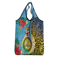 Vanuatu Malampa Fiji Day Grocery Bag Happy 10 October With Maps Tropical Flowers