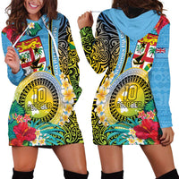 Vanuatu Malampa Fiji Day Hoodie Dress Happy 10 October With Maps Tropical Flowers