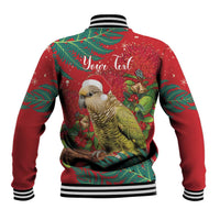 Personalised New Zealand Kakapo Christmas Baseball Jacket Meri Kirihimete Silver Fern Mix Pohutukawa LT14 - Polynesian Pride