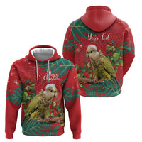 Personalised New Zealand Kakapo Christmas Hoodie Meri Kirihimete Silver Fern Mix Pohutukawa