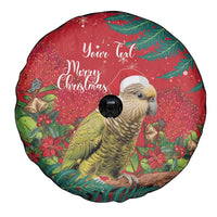 Personalised New Zealand Kakapo Christmas Spare Tire Cover Meri Kirihimete Silver Fern Mix Pohutukawa