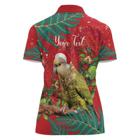 Personalised New Zealand Kakapo Christmas Women Polo Shirt Meri Kirihimete Silver Fern Mix Pohutukawa LT14 - Polynesian Pride