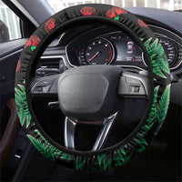 New Zealand Gecko Christmas Steering Wheel Cover Meri Kirihimete Paua Shell Mix Pohutukawa