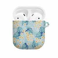 Pastel Cyan Tropical Hawaii AirPods Case Seamless Monstera Plumeria Hawaiian Pattern - Polynesian Pride