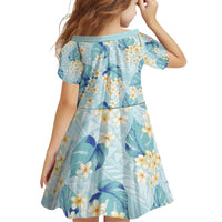 Pastel Cyan Tropical Hawaii Family Matching Off Shoulder Short Dress and Hawaiian Shirt Seamless Monstera Plumeria Hawaiian Pattern LT14 - Polynesian Pride