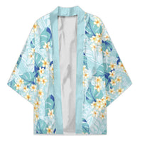 Pastel Cyan Tropical Hawaii Kimono Seamless Monstera Plumeria Hawaiian Pattern - Polynesian Pride