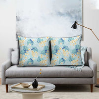 Pastel Cyan Tropical Hawaii Pillow Cover Seamless Monstera Plumeria Hawaiian Pattern - Polynesian Pride