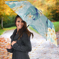 Pastel Cyan Tropical Hawaii Umbrella Seamless Monstera Plumeria Hawaiian Pattern - Polynesian Pride