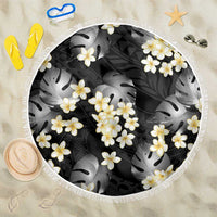 Black Tropical Hawaii Beach Blanket Seamless Monstera Plumeria Hawaiian Pattern - Polynesian Pride