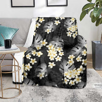 Black Tropical Hawaii Blanket Seamless Monstera Plumeria Hawaiian Pattern - Polynesian Pride