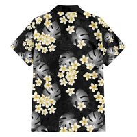 Black Tropical Hawaii Family Matching Off Shoulder Short Dress and Hawaiian Shirt Seamless Monstera Plumeria Hawaiian Pattern LT14 - Polynesian Pride