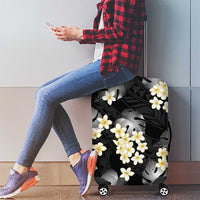 Black Tropical Hawaii Luggage Cover Seamless Monstera Plumeria Hawaiian Pattern - Polynesian Pride