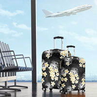 Black Tropical Hawaii Luggage Cover Seamless Monstera Plumeria Hawaiian Pattern - Polynesian Pride
