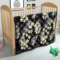 Black Tropical Hawaii Quilt Seamless Monstera Plumeria Hawaiian Pattern - Polynesian Pride