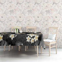 Black Tropical Hawaii Tablecloth Seamless Monstera Plumeria Hawaiian Pattern - Polynesian Pride